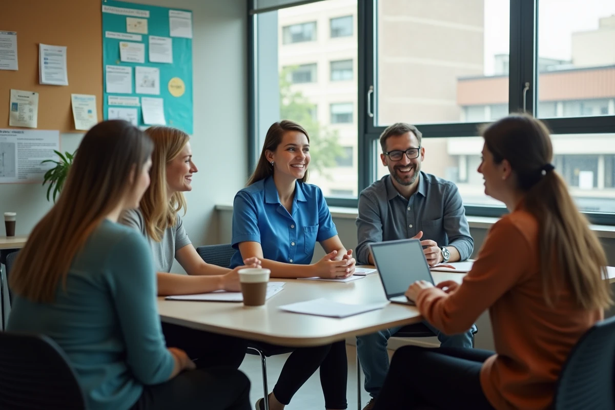 Jeunes postiers discutant d